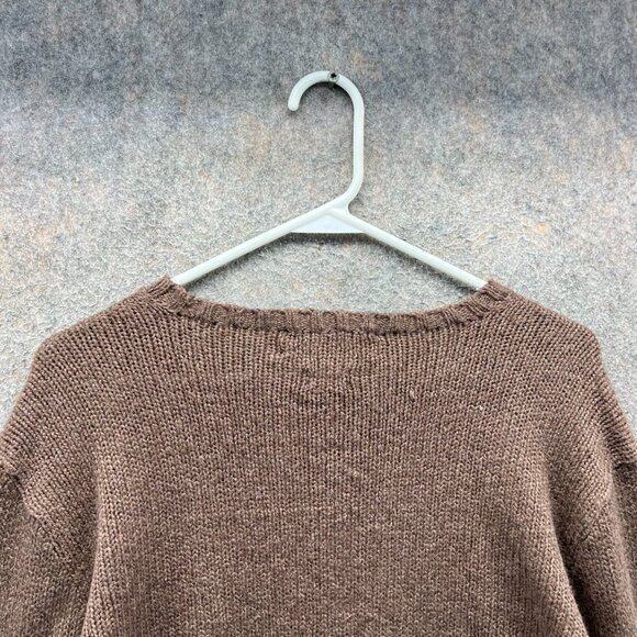 Vintage Ralph Lauren Pullover Men XL Brown Crewneck Sweatshirt Linen Knitted - Picture 8 of 9